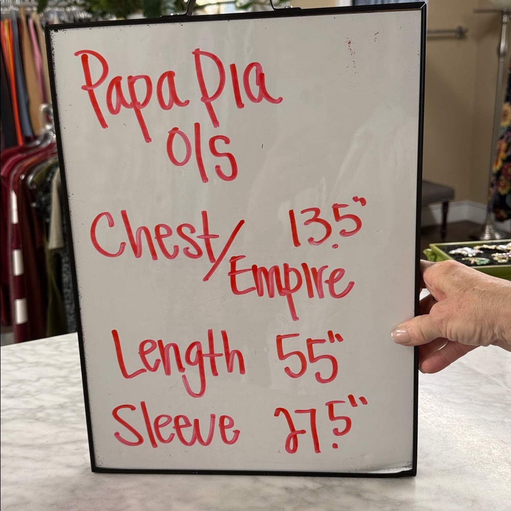 Papa Pia Black and Gold Kimono Sleeve V-Neck Front and Back Maxi Dress O/S - Picture 7 of 10